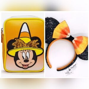 Disney Minne Mouse Candycorn Crossbody Bag and Coordinating Disney Ears NWT